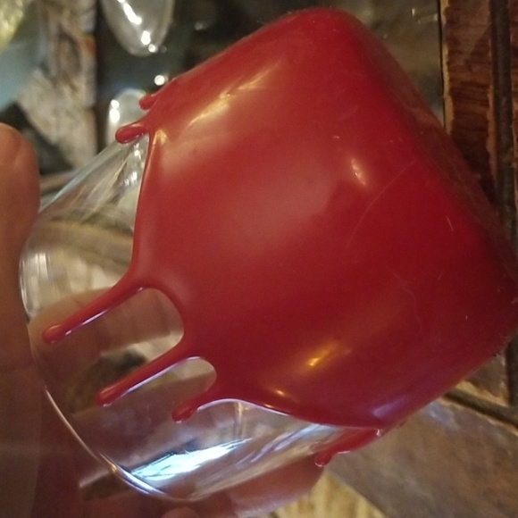 Set Makers Mark Wax Glass Tumbler Cup Red Bourbon Whisky Glasses - Picture 7 of 8